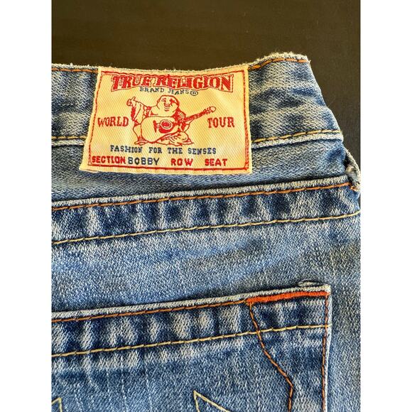 True Religion Lady Godiva Embroidered Bobby Flare Jeans Size 27 2000s Y2K Denim - Picture 8 of 14
